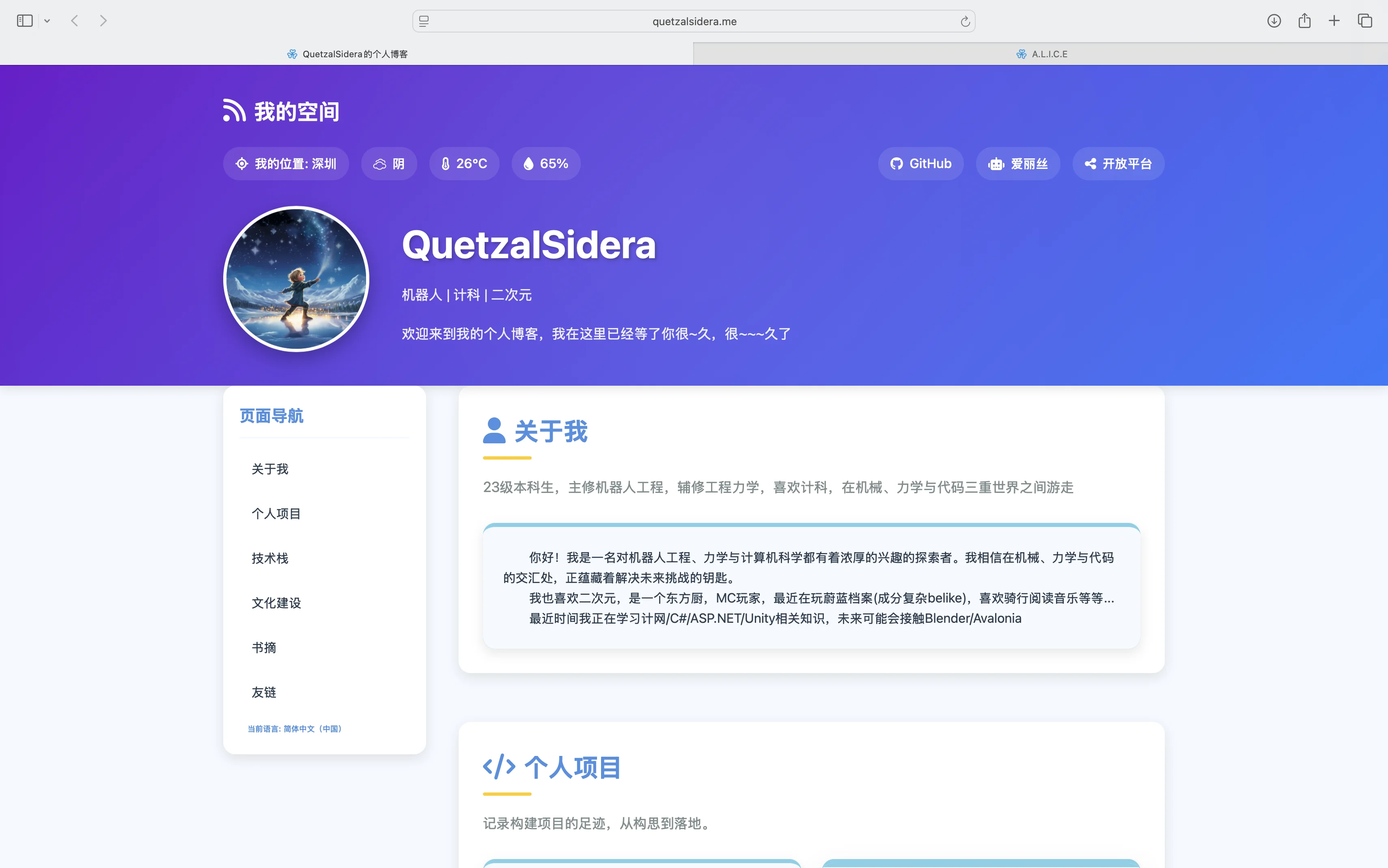个人博客的前身网站界面